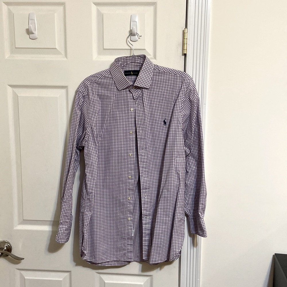 Purple plaid dress shirt